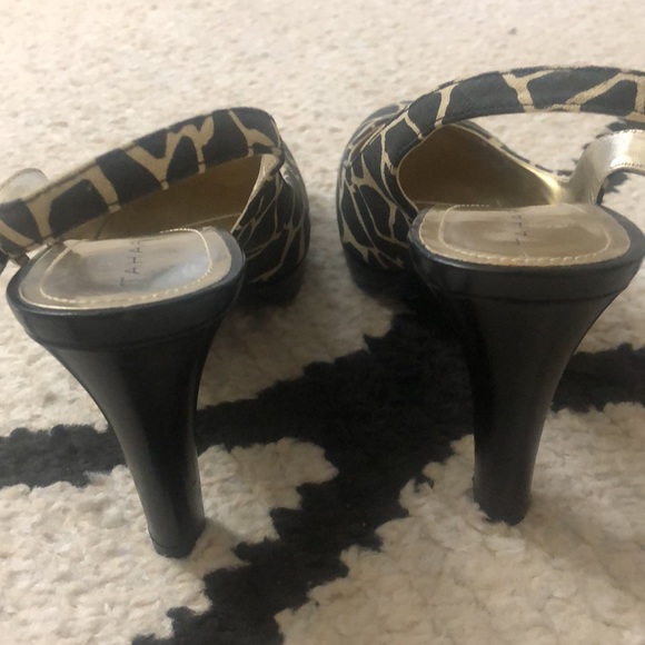 Tahari Beige/Black Giraffe Print Heels - Picture 2 of 9